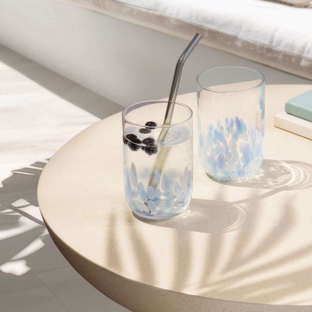 Like Confetti Aqua Highball Glass Set of 2